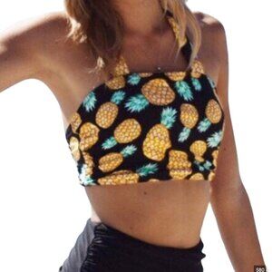 Cup She Pineapple Print Swim Top Size Large